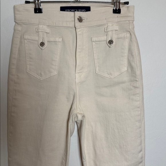 VERONICA BEARD Carson Patch-Pocket Kick-Flare Jean in Ecru size 26 - Picture 3 of 6